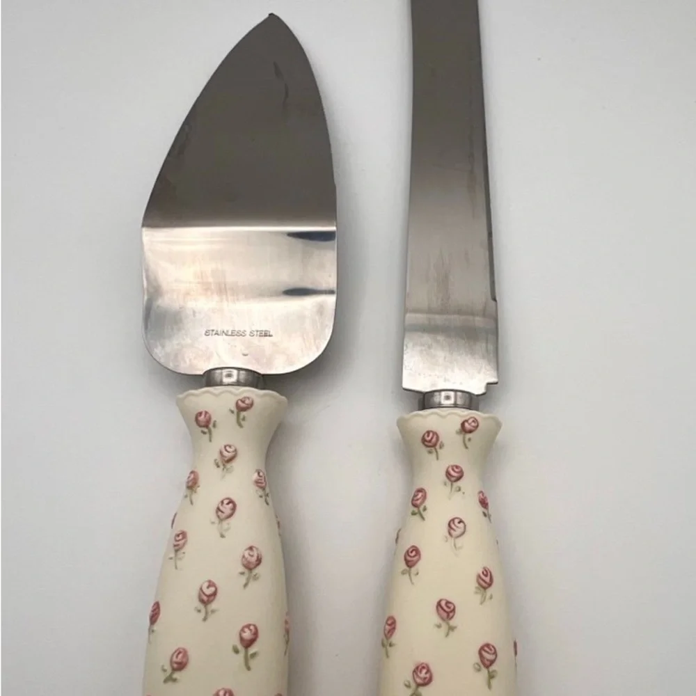 Cake Knife & Pie Server  “Pretty as a picture Promises of Love wedding bridal